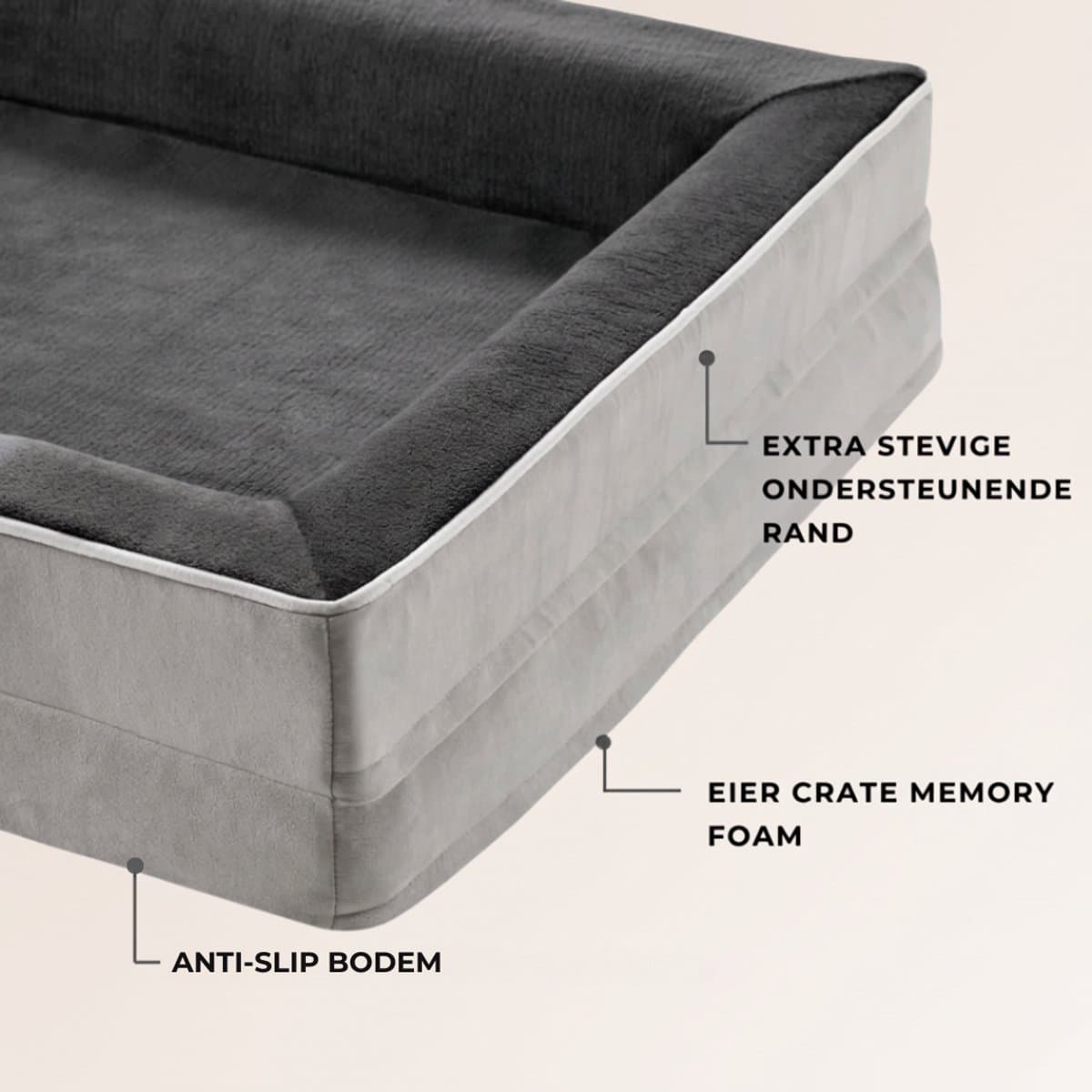 HomeBlend Orthopedische hondenmand 121 x 89 cm - Hondenmand XXL - Voor Extra Grote Honden - Hondenmand Grote Honden - Stevige Hondenmand thumbnail 3