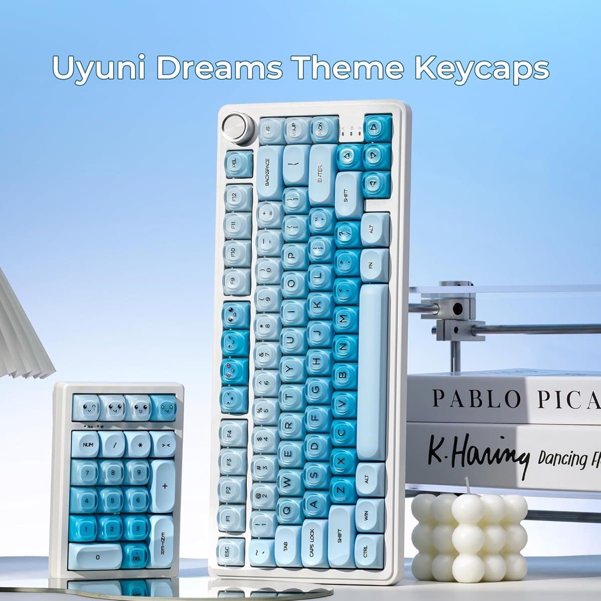 Draadloos Toetsenbord Keycaps - 132 Toetsknoppen PBT+PC Shine Through Keycap Set - Gradient keycaps - Mechanisch Keycaps - Gaming Toetsenbord Keycaps - Comfortabel & Duurzaam voor Mechanische Toetsenborden - Blauw thumbnail 2
