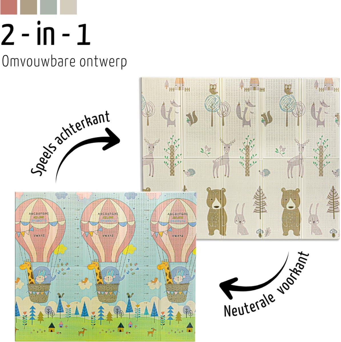 Roosly Speelmat Baby - Speelkleed Baby - Inclusief Opbergtas - babygym - kruipmat - playmat - Dubbelzijdig en opvouwbare Foam XPE 180 x 200 cm - speelgoed - Veilig & Zacht - model Balloon thumbnail 8