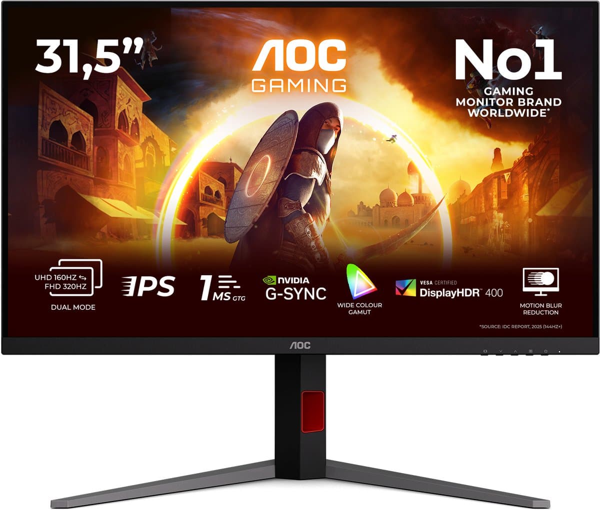 AOC G4 U32G4U - 4K Dual Frame IPS Gaming Monitor - UHD 160hz - FHD 320hz - HDMI 2.1 - Console Ready -32 inch