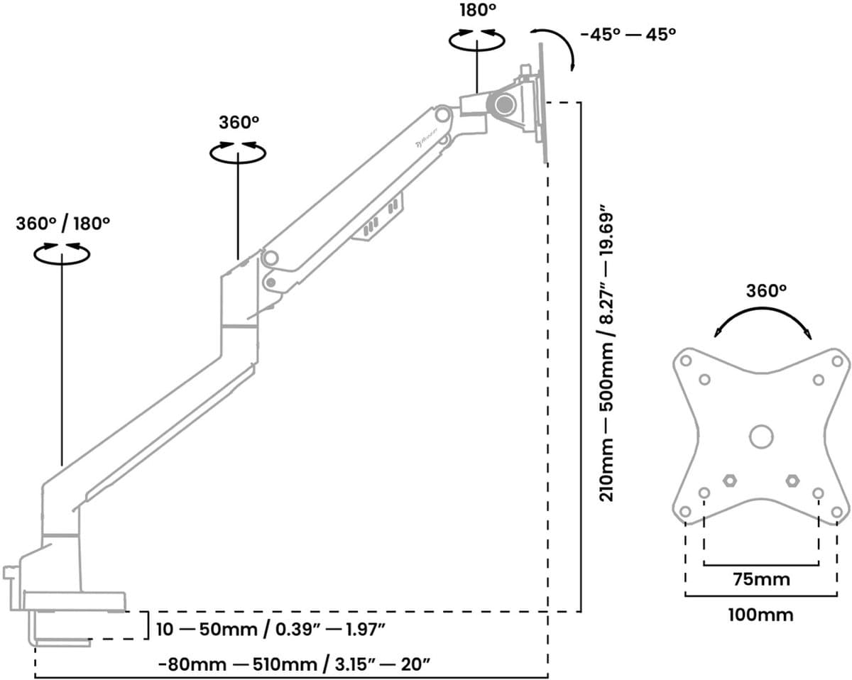 Arozzi Alzare Neo Dubbele Monitor Arm - Gasfeder - Kabelbeheer - 17" tot 34" - Paars thumbnail 5