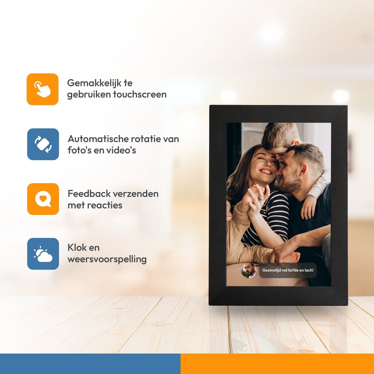 Digitale fotolijst met WiFi en Frameo App - 10.1 inch HD+ IPS Display - Fotokader met Touchscreen - 16GB - Zwart - Frameo digitale fotolijst - digitale fotokader - digitaal fotolijstje thumbnail 3
