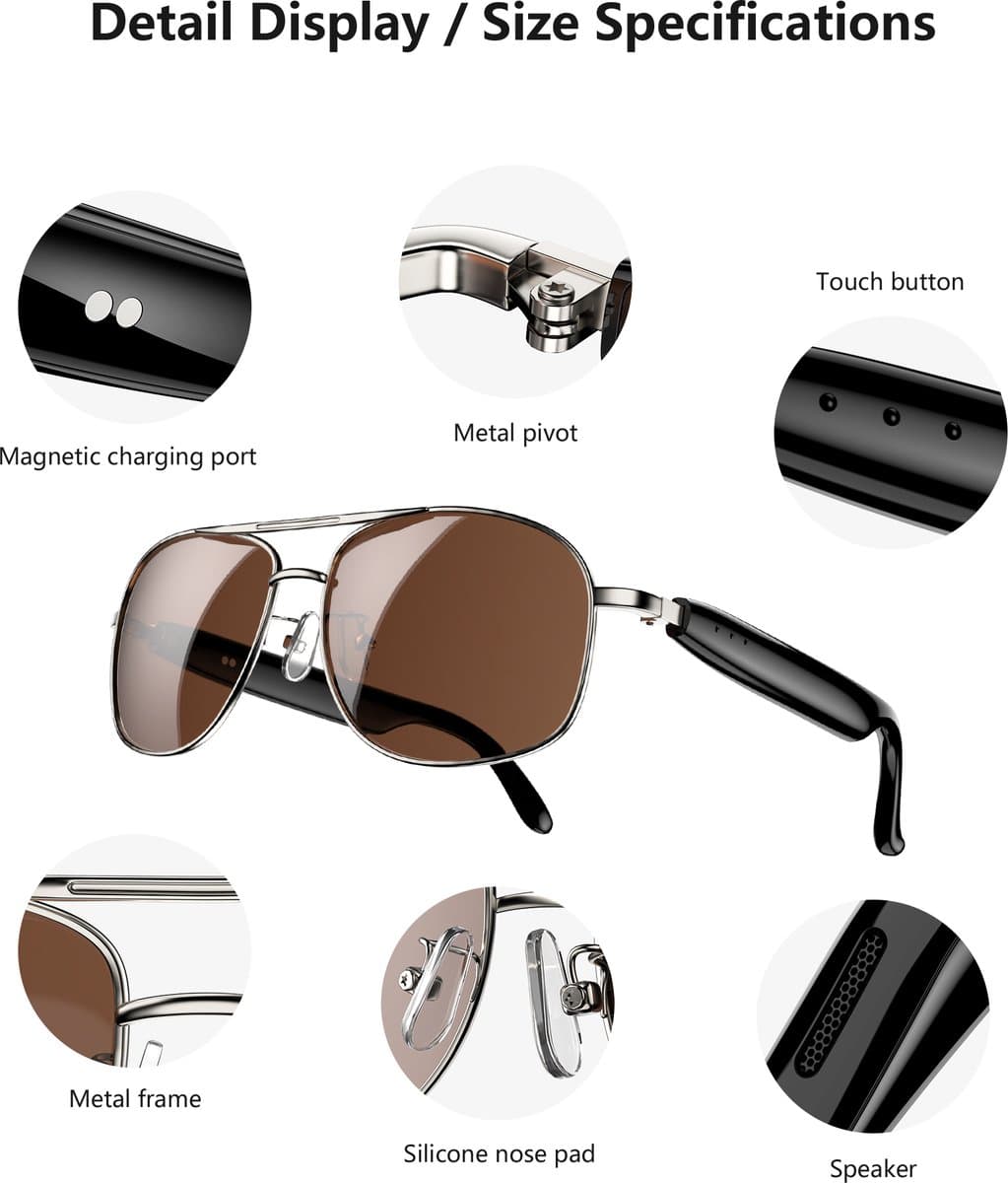 Blackview D1 Pro Bluetooth Zonnebril - Smart Glasses - Spraakgestuurde AI-assistent - Ingebouwde Speakers voor muziek - handsfree bellen - Bluetooth 6.0 - IP54 - Zwart thumbnail 4