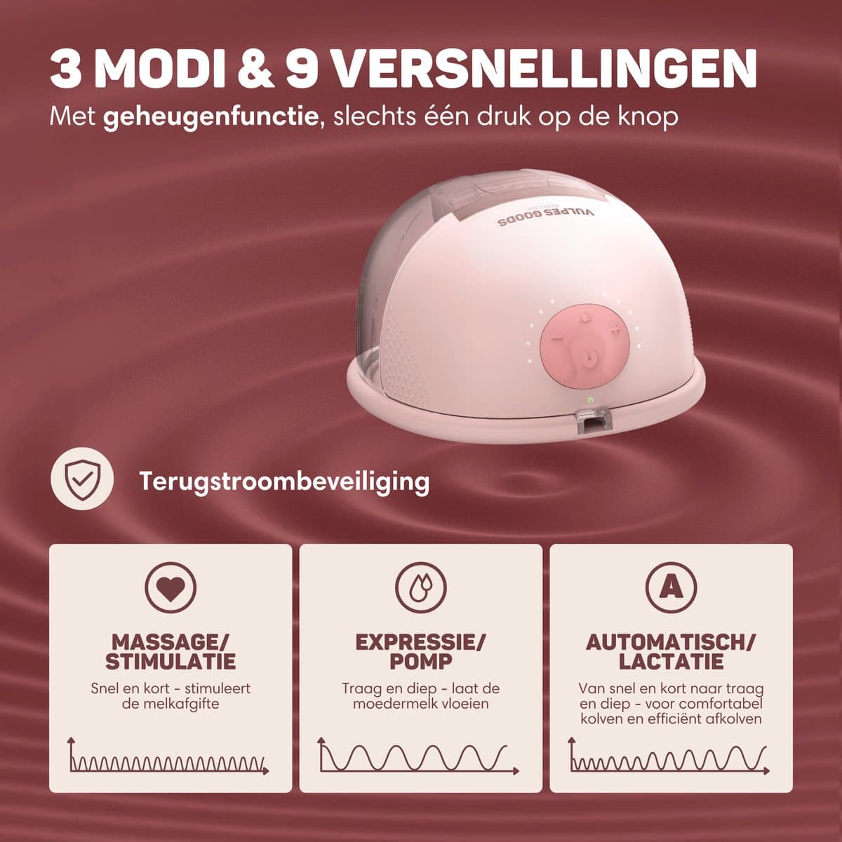 Vulpes Goods® BabyCare - Elektrische Borstkolf Elite - Handsfree Borstkolf - Dubbele Draadloze Borstkolf - Warmtecompressie - BPA-Vrij - App - Incl. Reiskoffer, Borstschildverkleiners, 60 Bewaarzakjes & Meer - Roze thumbnail 4