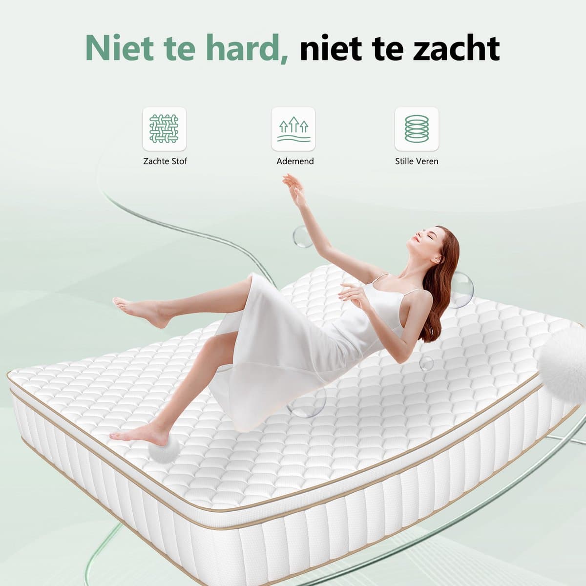 Saikefy Matras 180 x 200 cm - 25cm - Pocketvering Matras - 7-Zones - Orthopedisch - Anti-Allergie - Traagschuim - Gemiddelde Stevigheid thumbnail 5
