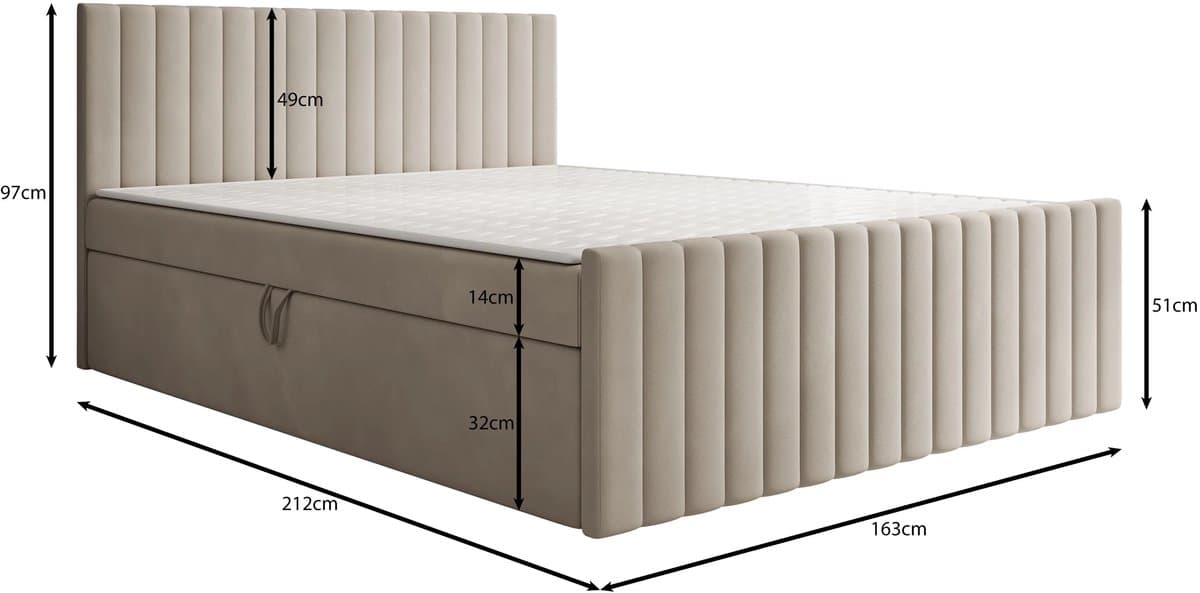 Meubella - Tori - Boxspring met opbergruimte - Stof beige - 160x200 cm thumbnail 5