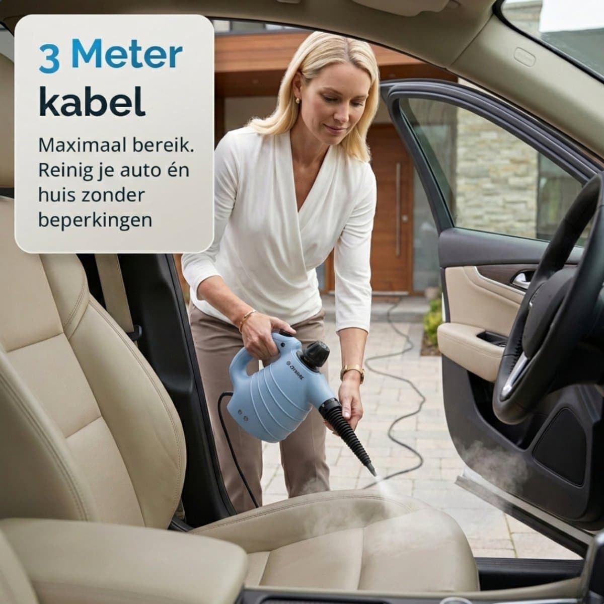 Joyware® 13-in-1 Stoomreiniger S1 – Krachtige Handstoomreiniger – Tapijtreiniger & Vlekkenreiniger voor Bank, Badkamer & Bekleding – Steam Cleaner – 1050W – 450ML thumbnail 4