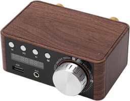 Productfoto van Mini Versterker - Stereo HiFi - Muziek Afspelen - Dubbel Kanaal 50W - 110 x 90 x 50 mm - Houtnerf