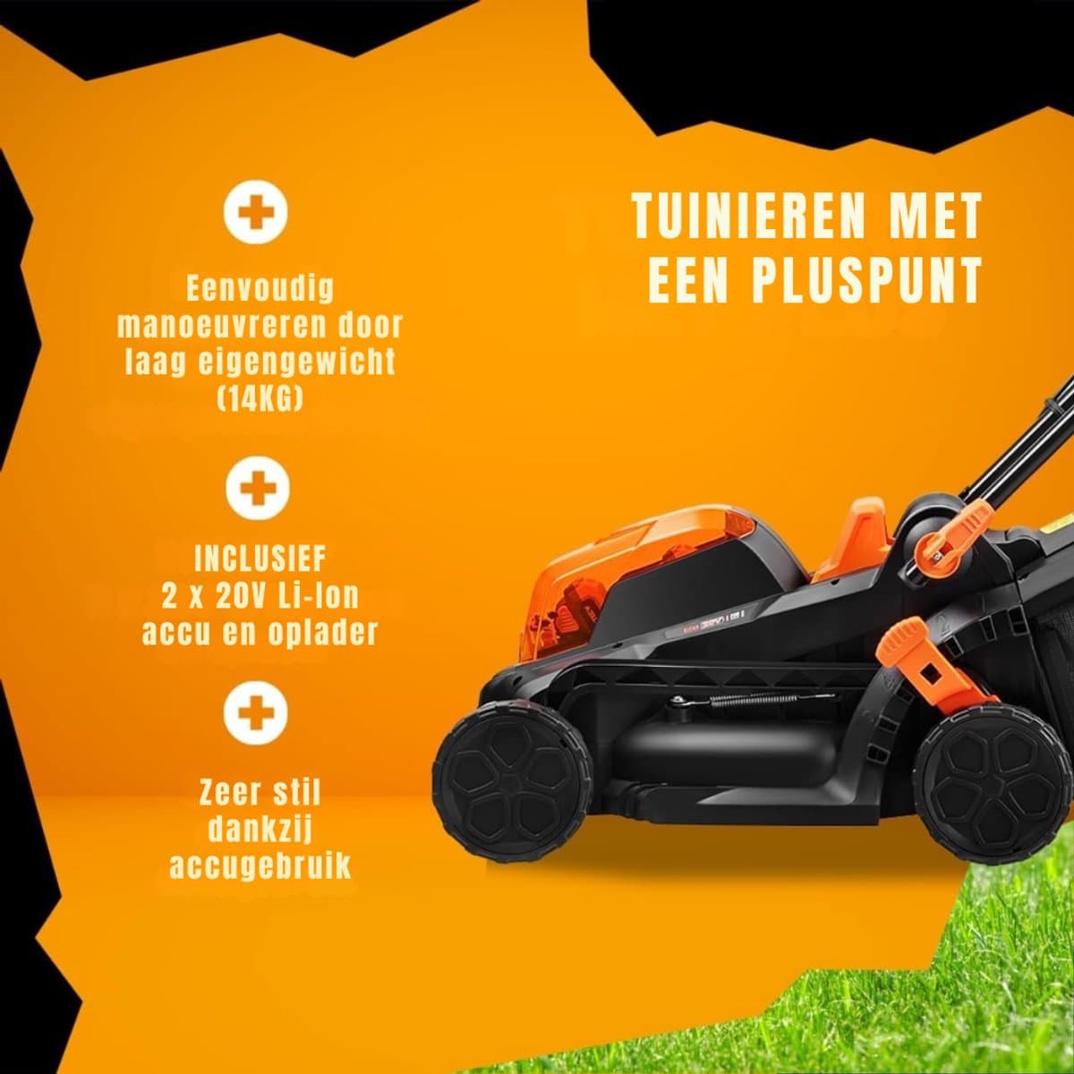 Florixa® Grasmaaier Accu - Grasmaaier Elektrisch - Grasmaaier Benzine - Grasmaaier Benzine Zelftrekkend - Zwart - 65cm x 43cm x 41cm; 14 kg thumbnail 8