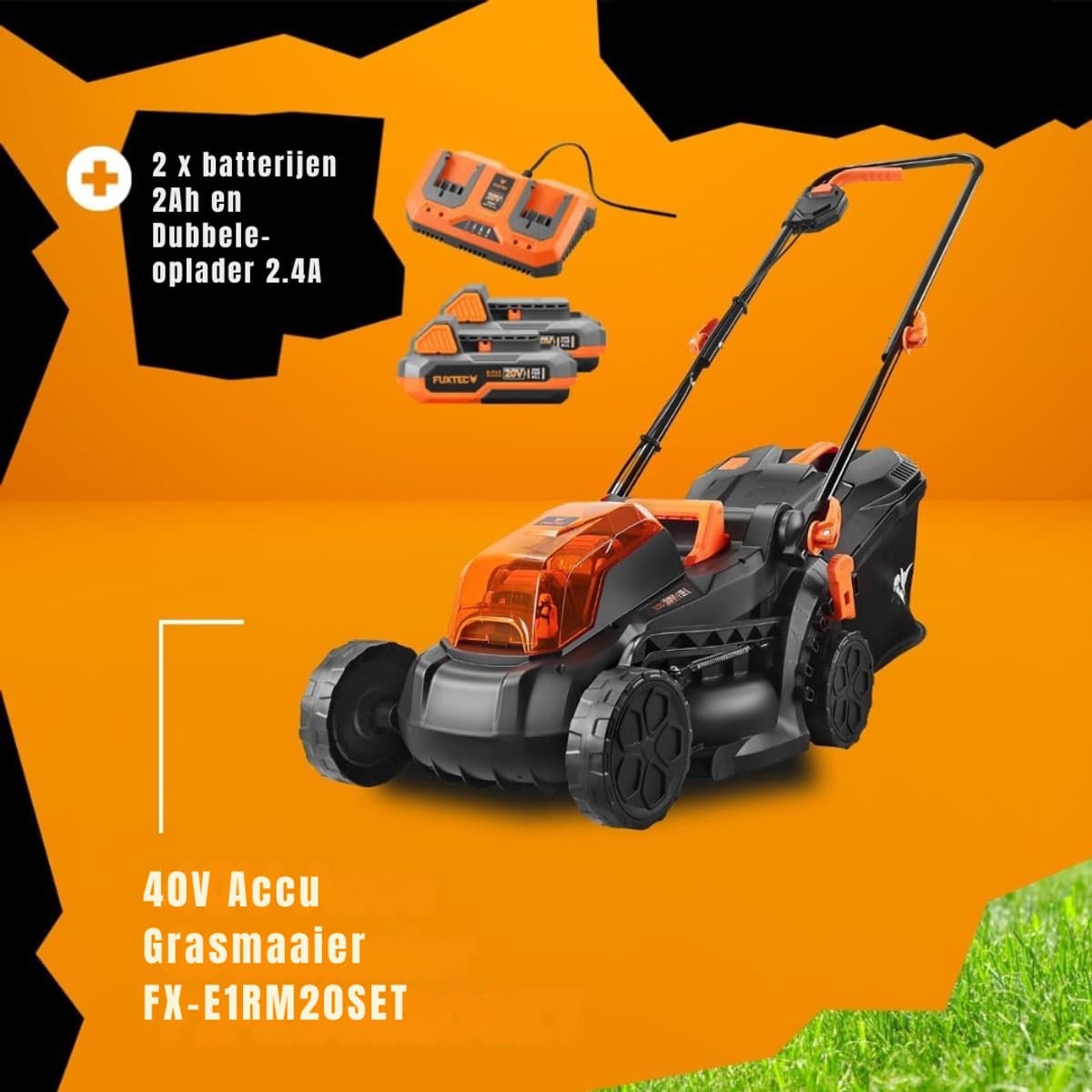 Florixa® Grasmaaier Accu - Grasmaaier Elektrisch - Grasmaaier Benzine - Grasmaaier Benzine Zelftrekkend - Zwart - 65cm x 43cm x 41cm; 14 kg thumbnail 4