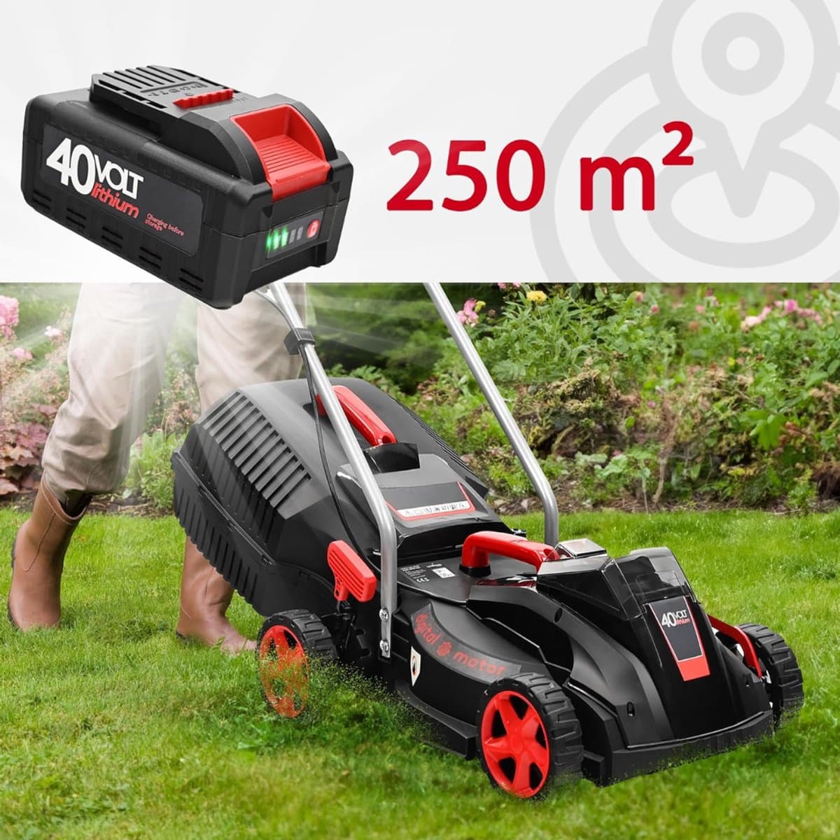 Florixa® Grasmaaier Accu - Grasmaaier Elektrisch - Grasmaaier Benzine - Grasmaaier Benzine Zelftrekkend - 42cm x 118cm x 100cm; 12.5 kg thumbnail 5