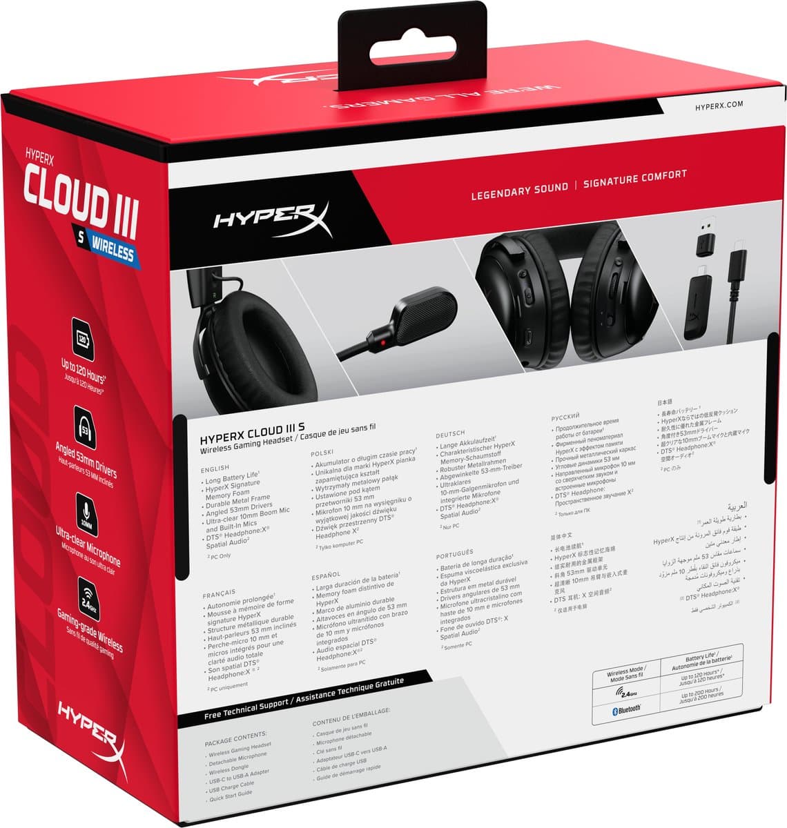 HyperX Cloud III S Wireless - Gaming Headset - Draadloos - Bluetooth & 2.4GHz - Spatial Audio - 120uur Batterij - PC/PS5/Switch2/Mobiel/Steamdeck - Zwart thumbnail 2