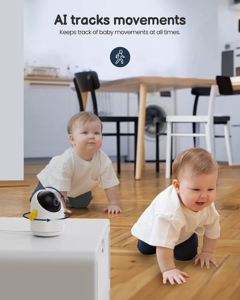 Boifun Baby 1SM - Babyfoon met Camera - 2MP & 4X Zoom - 4.3” HD WiFi Video Babyfoon met App - Nachtzicht - 2-Weg Talk thumbnail 3
