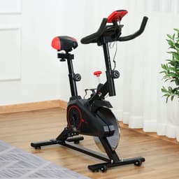 Productfoto van COVREO Indoor fiets trainer met LCD-display – 85x46x114 cm – Spinbike met verstelbaar zadel – Voor thuisgebruik – Zwart