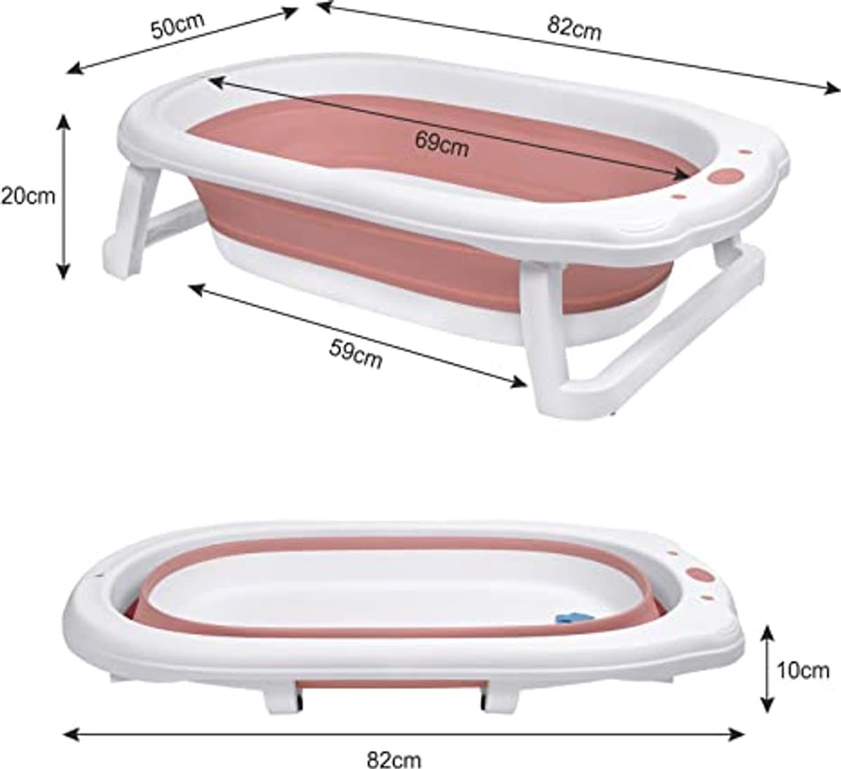 Opvouwbare Babybadkuip 82x50 cm - Antislip + Zitkussen thumbnail 4