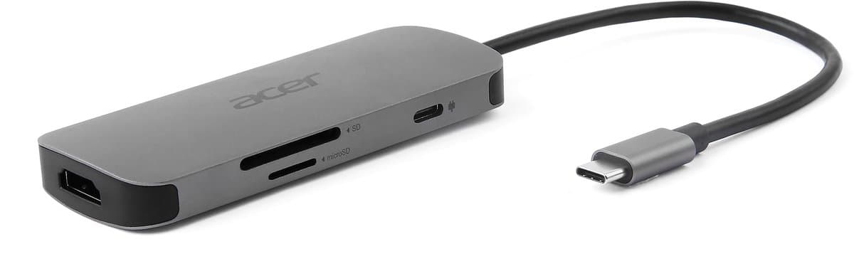 Acer 7-in-1 – Docking Station – Laptop – USB-C – 4K HDMI – Plug & Play - Zilver thumbnail 6