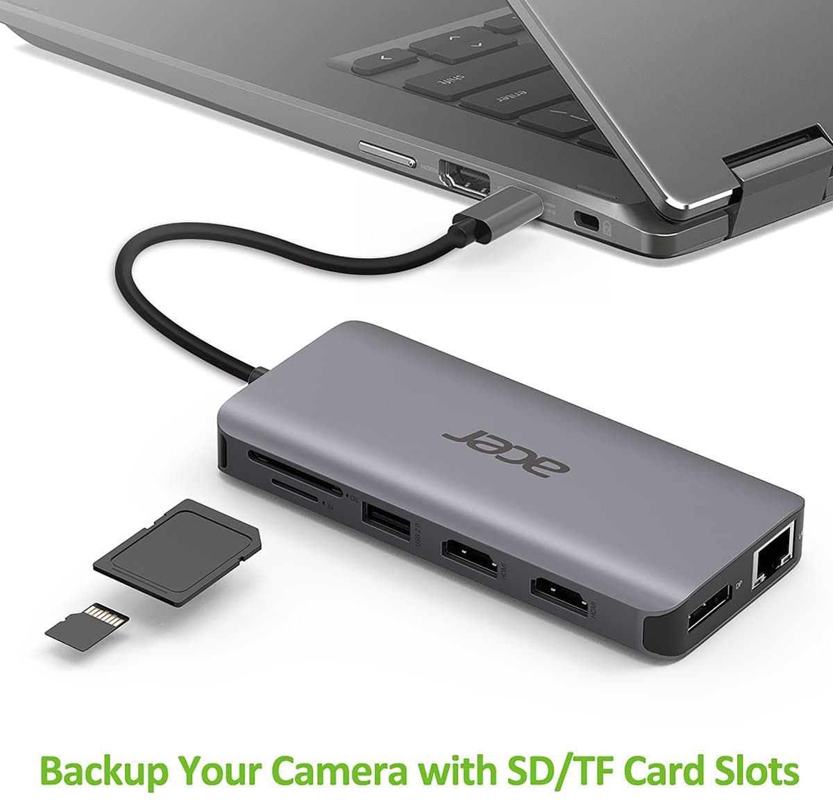 Acer 12-in-1 – Docking Station – Laptop – USB-C – 4K HDMI – Plug & Play - Zwart thumbnail 8