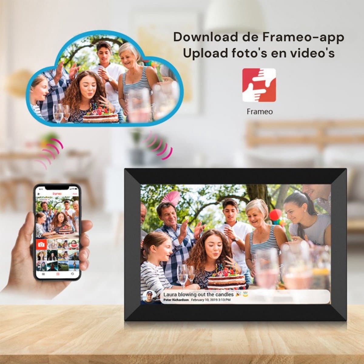 Livista Digitale Fotolijst – 32GB Geheugen – 10.1 inch – Frameo App –HD+ IPS Touchscreen – WiFi Fotokader – Zwart thumbnail 4
