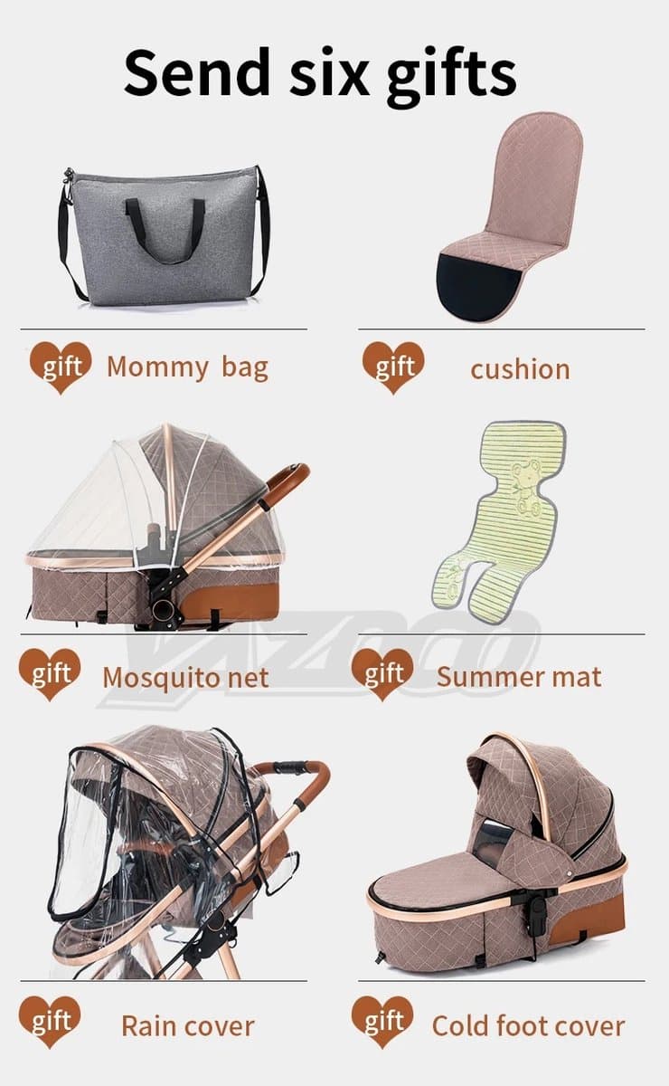 Luxe Multifunctionele 3-in-1 Combi Kinderwagen – Kwalitatieve Buggy – Opklapbare Wandelwagen – Khaki – Incl. Autostoel thumbnail 2