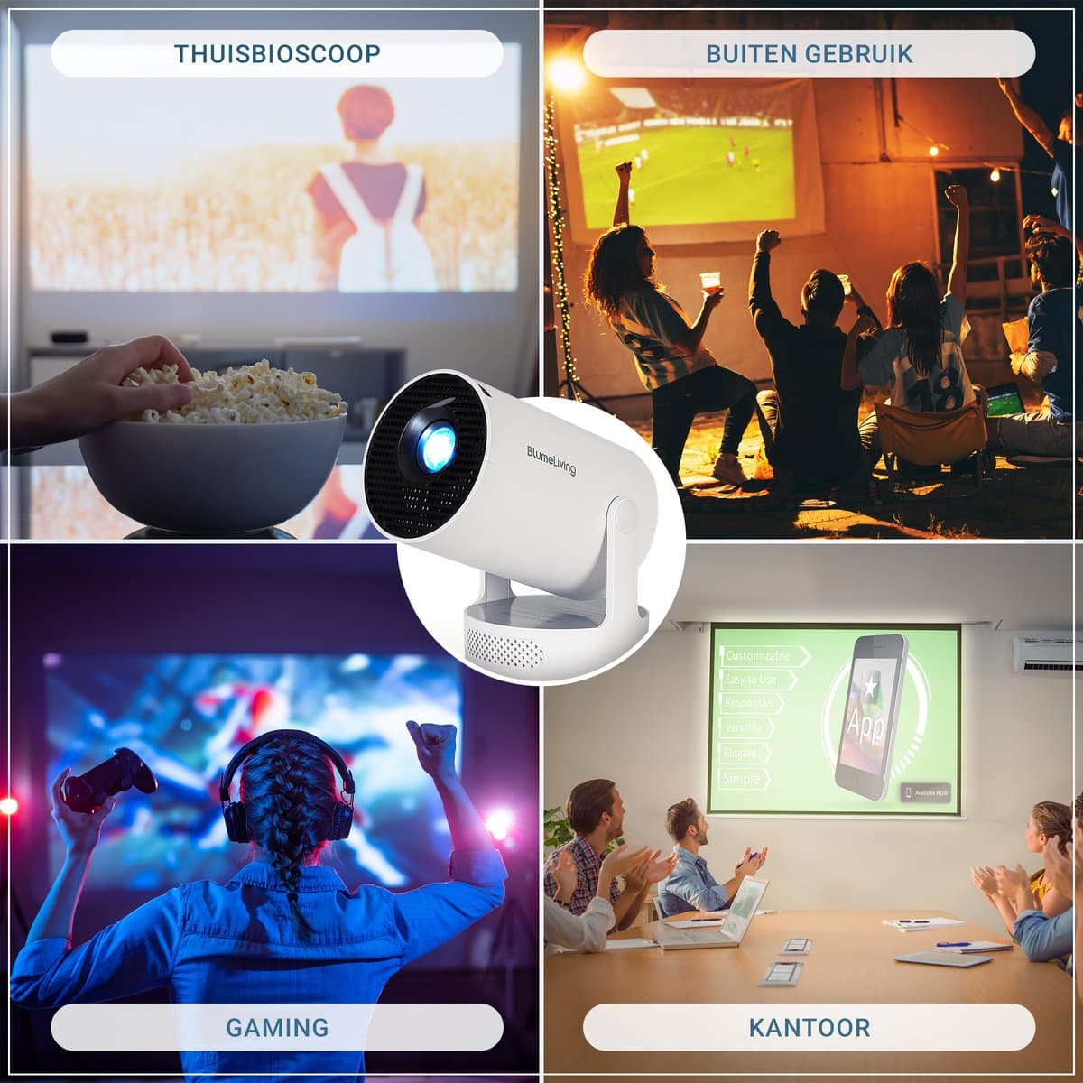 Blume BL300: 4K Mini Beamer met Android 14 en Ingebouwde Speaker thumbnail 4