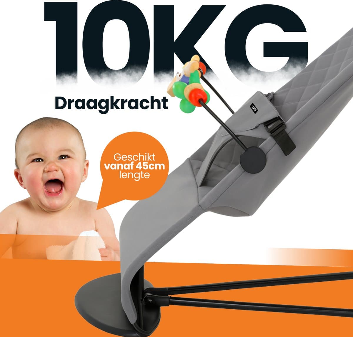 Laavir® Baby Wipstoel - Inklapbaar & Draagbaar - Verstelbare Rugleuning - Speelboog & Veiligheidsgordel - Grijs thumbnail 6