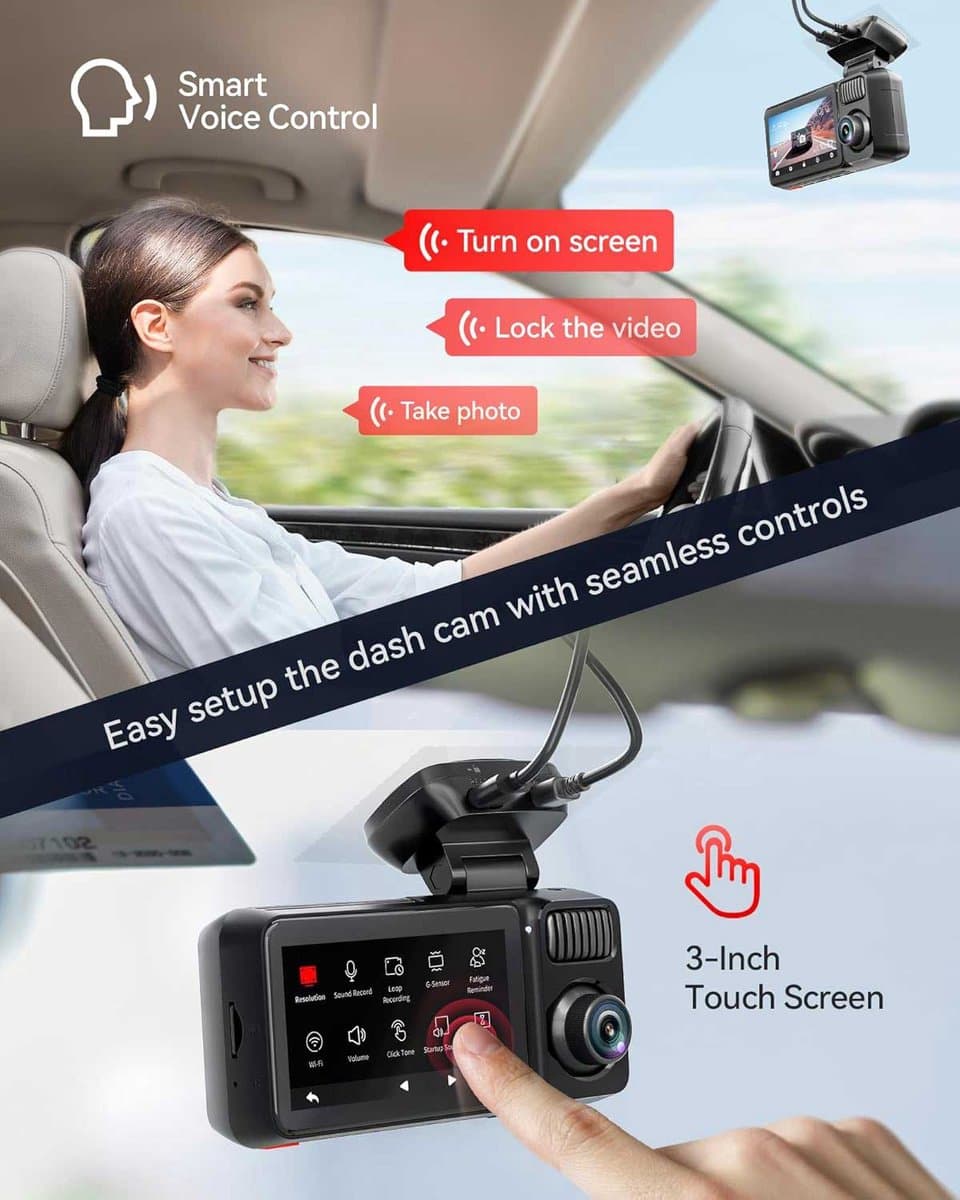 RedTiger F17 Elite 4K 128gb night vision dashcam - 4K + 2x Full HD resolutie met Sony Starvis 2 sensoren – Interieur camera - 128gb Micro SD kaart - 3,0 inch touchscreen Lcd - Wifi en Gps - Parkeerbewaking - G-sensor - Loop recording thumbnail 5