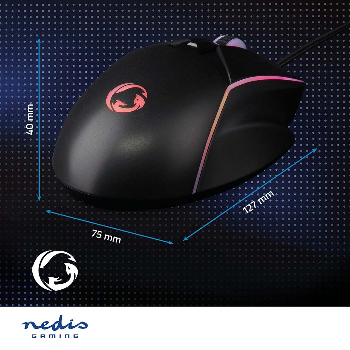 Nedis Gaming Muis - Bedraad - 800 / 1200 / 2400 / 3200 / 4800 / 7200 dpi - Instelbare DPI - Aantal knoppen: 6 - Rechtshandig - 1.50 m - LED thumbnail 7