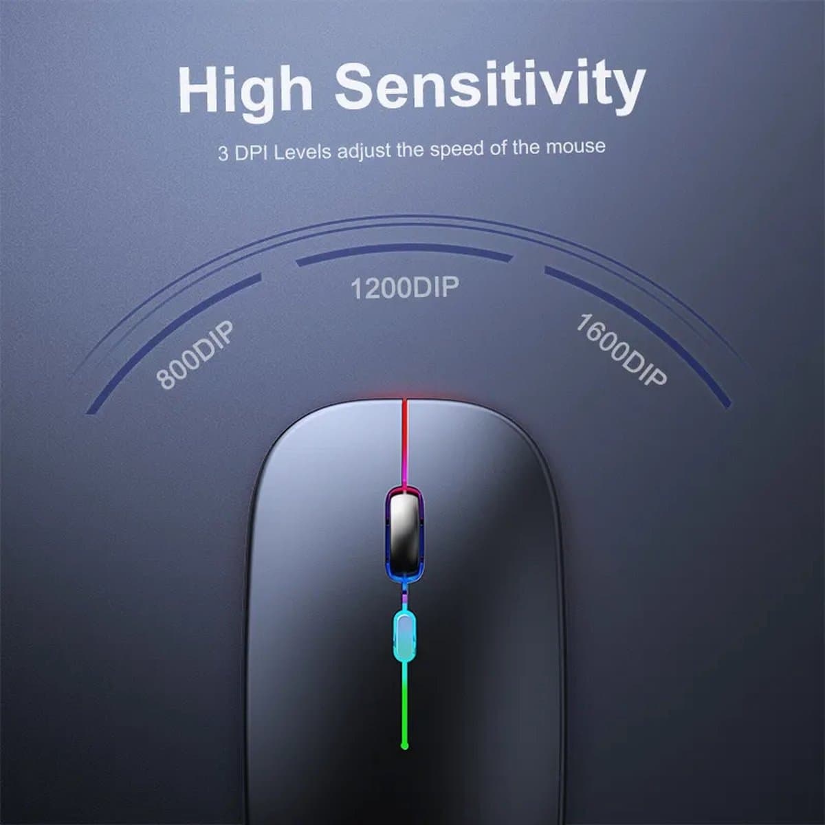 Matte Zwart Draadloze oplaadbare RGB muis- geluidloze klik - Voor Pc Ipad Laptop Mobiele Telefoon_ergonomisch - bluetooth - soft-touch muis - Matte Zwart - RGB LED light thumbnail 7