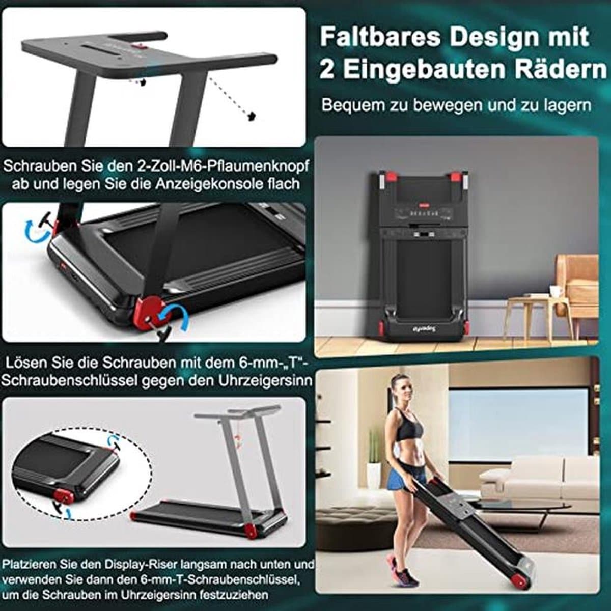 Inklapbare Elektrische Loopband met 12 Programma's, Bluetooth en LED-Monitor voor Thuisgebruik thumbnail 6