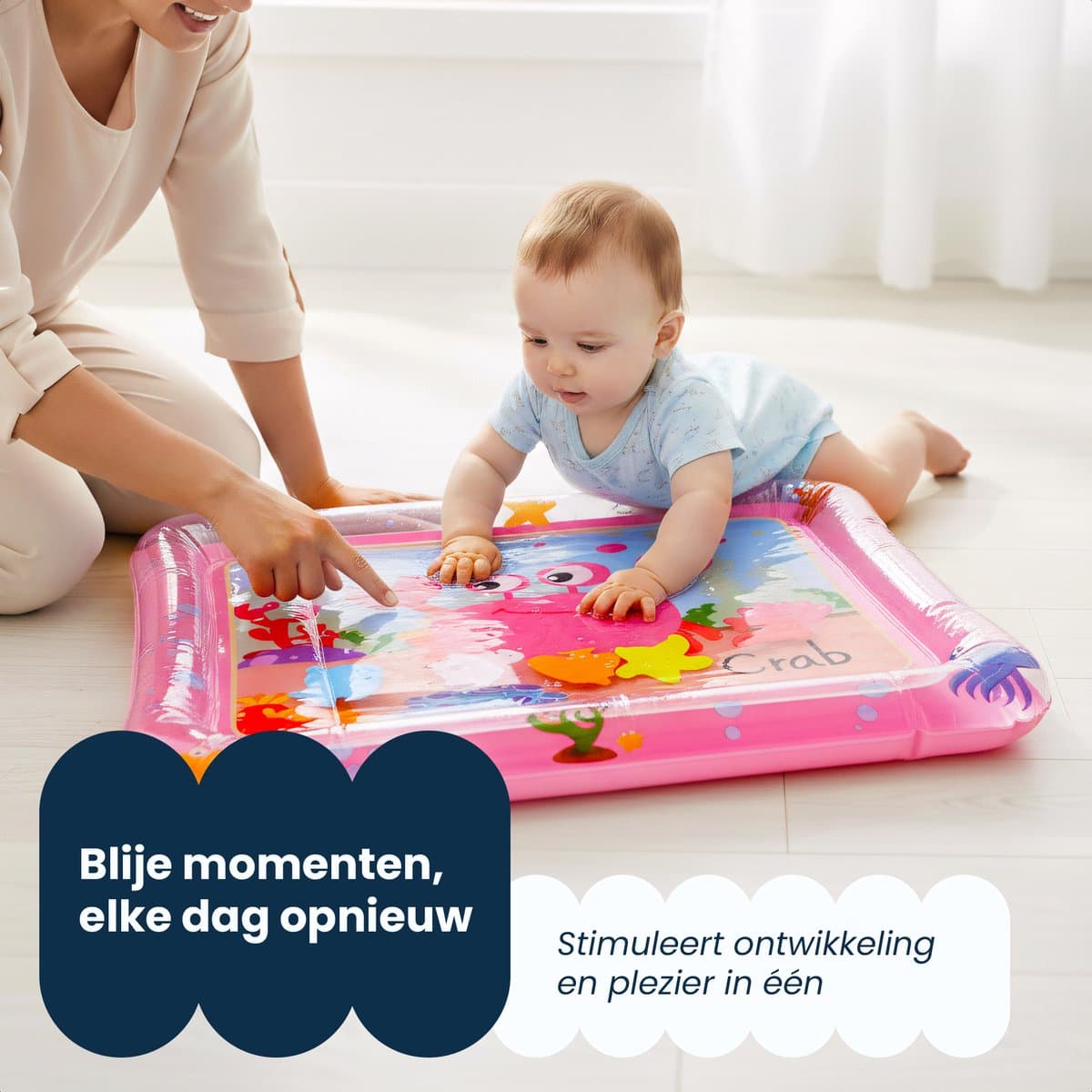 Dutsi - Waterspeelmat Baby - Watermat - Stimuleert Motorische Ontwikkeling - BPA Vrij & Lekvrij - Kraamcadeau - 61x50cm – Roze thumbnail 7