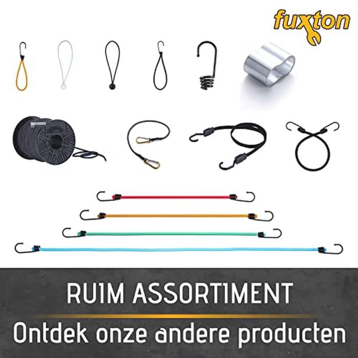 Set van 10 Spanschroeven met Haken - 100cm Zwart voor Dakdragers, Fiets, Auto, Tent thumbnail 7