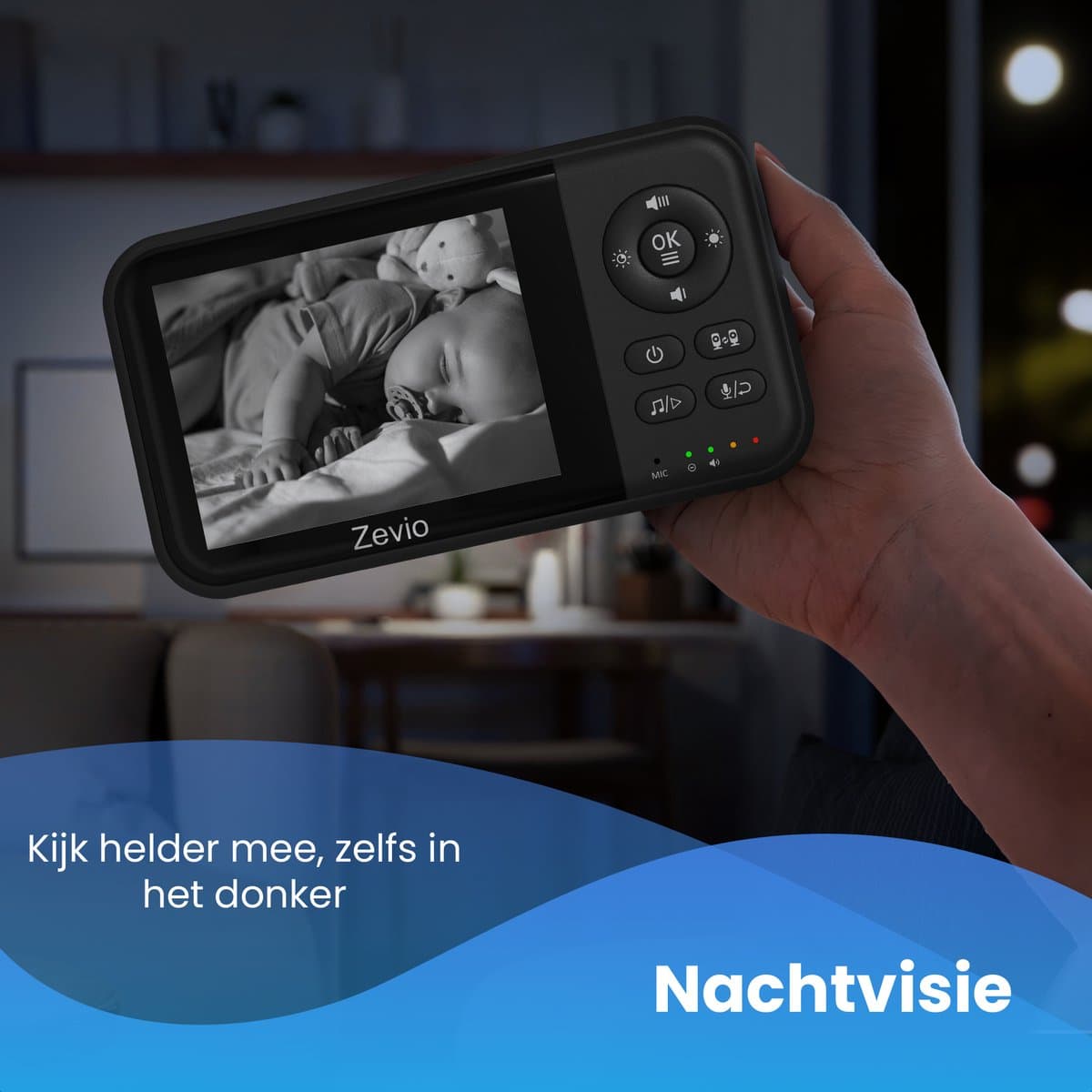Zevio Babyfoon Comfort - Babyfoon Met Camera - Baby Monitor - Baby Camera - Zwart thumbnail 4