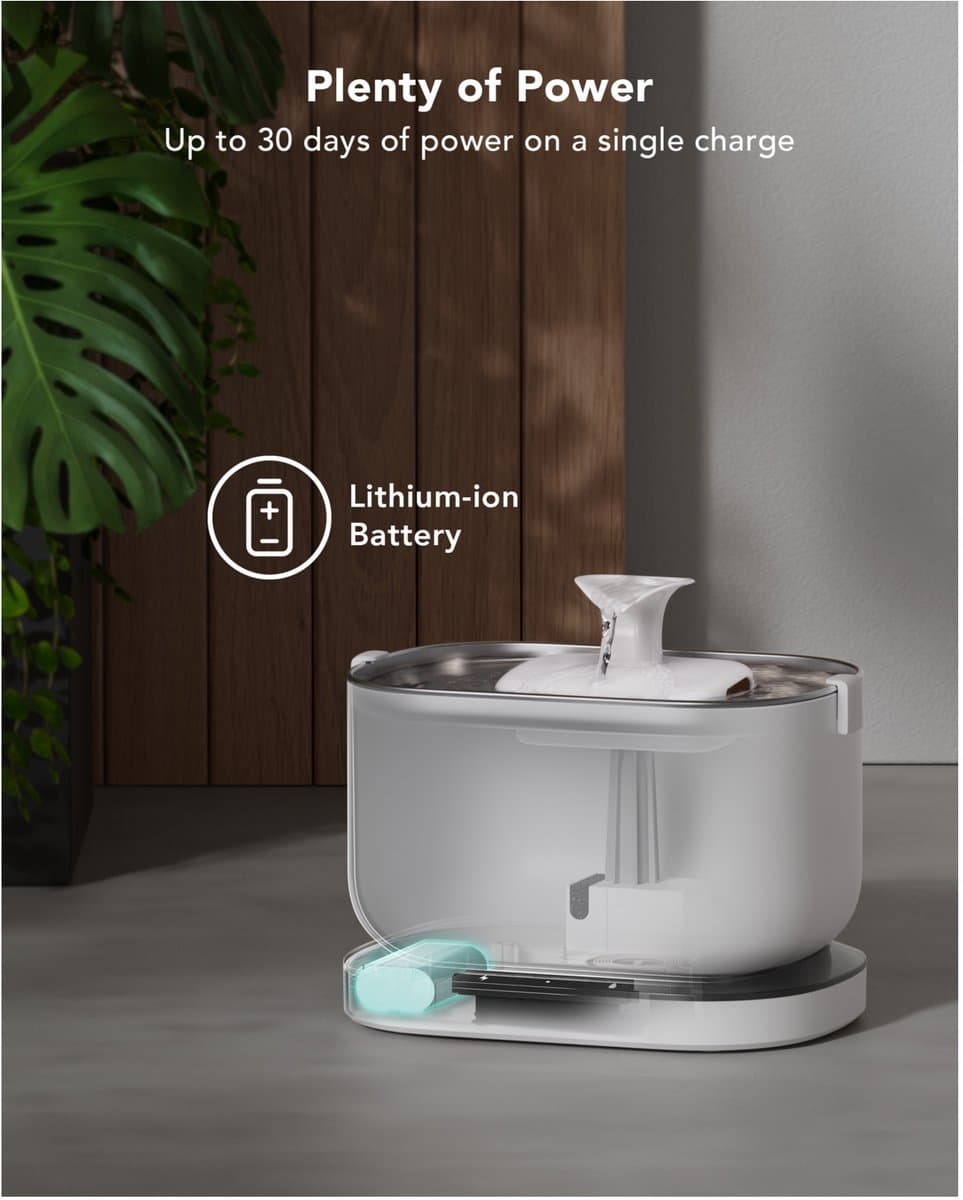Petlibro Dockstream - Automatische Drinkfontein - 2,5L - Wit - Draadloos - Incl. filtersysteem thumbnail 4