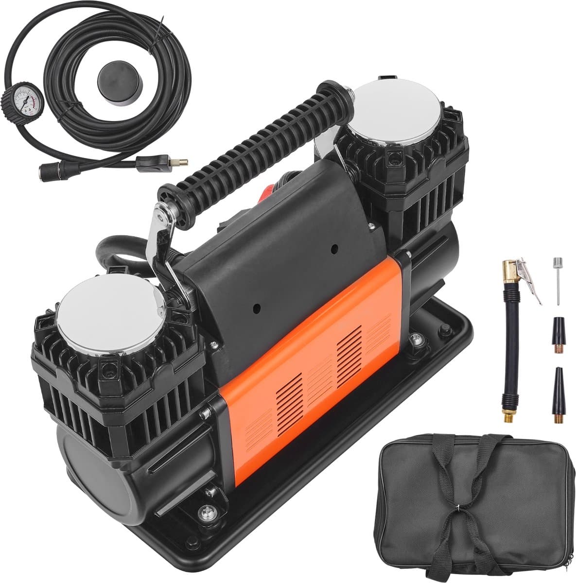 10,6 Cfm Krachtige Luchtcompressor, 30 Seconden Snel Oppompen Draagbare Bandenpomp Met Twee Cilinders, 12 V 150 Psi Off-Road Luchtpomp Met Adapters Voor Vrachtwagens, Auto'S, Suv'S, 4 X 4 Voertuigen thumbnail 2