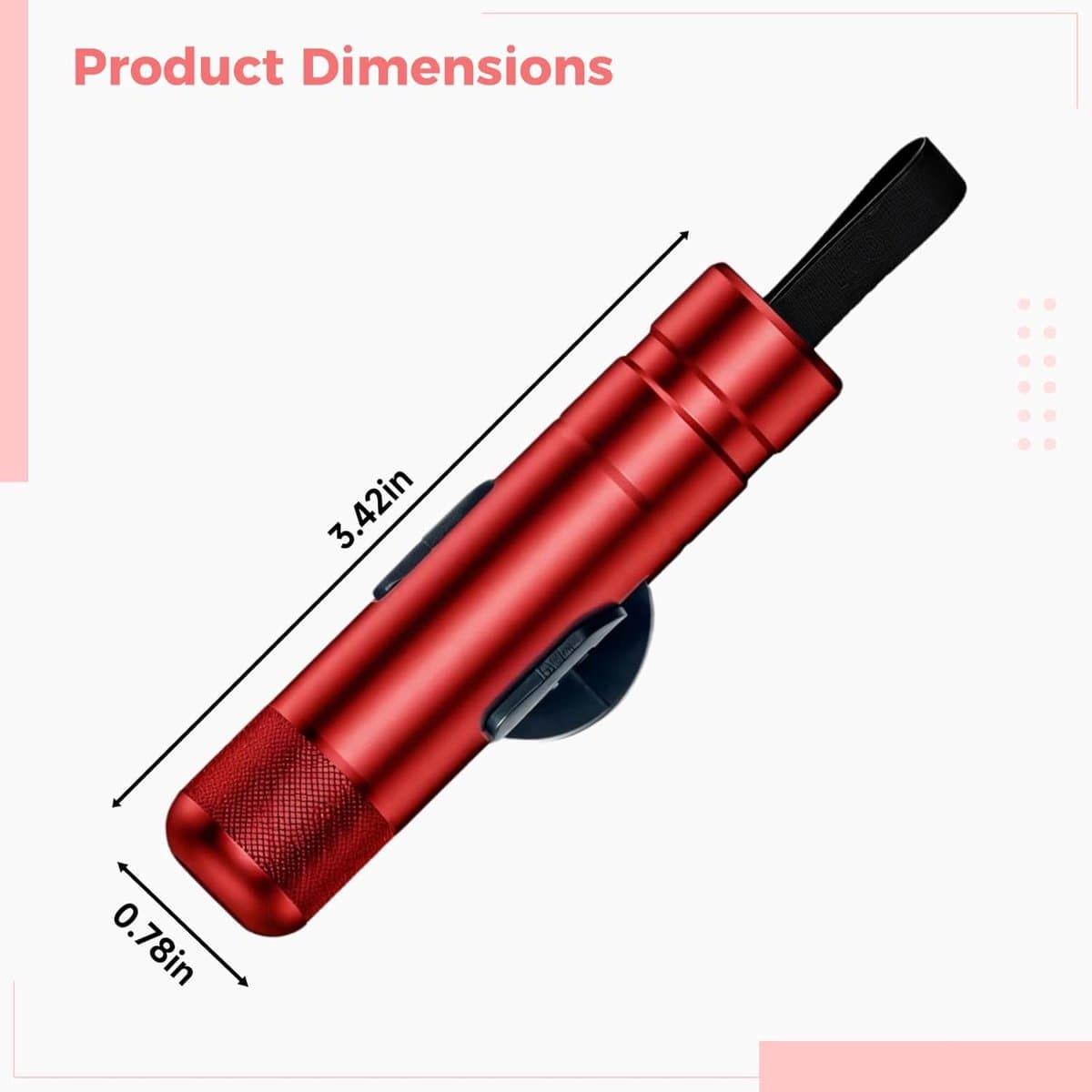 Veiligheidshamer - Veiligheidshamer Auto - Noodhamer - Compacte Aluminium Veiligheidshamer - Multifunctioneel Voertuig Noodhulpmiddel - Wolfraam Stalen Raambreker - Rood thumbnail 7