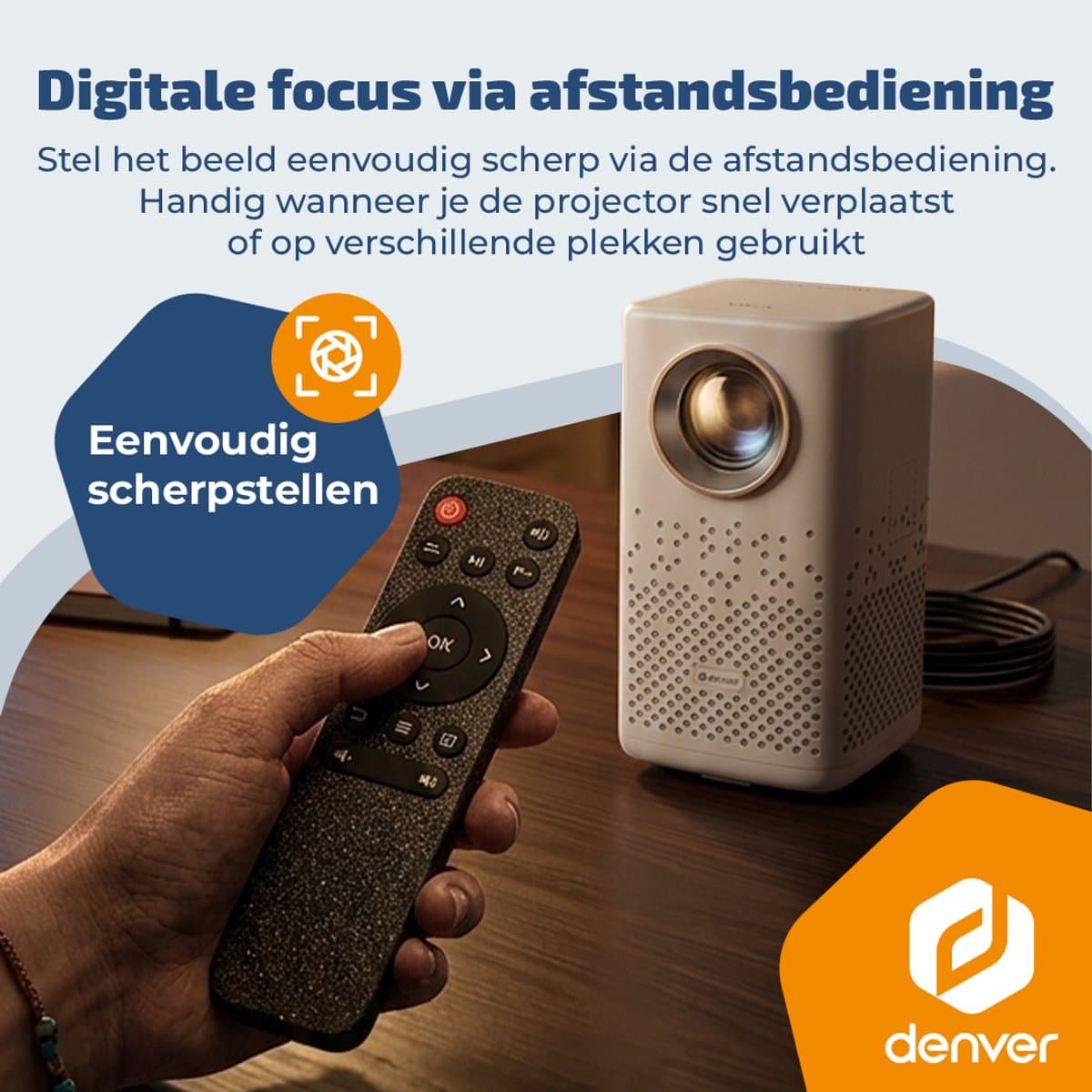 Denver Portable Beamer - 4K 3840x2160P - 150 ANSI Lumen - Projector - Ingebouwde Batterij - Thuisbioscoop - HDMI - USB-C - PR4700 thumbnail 4