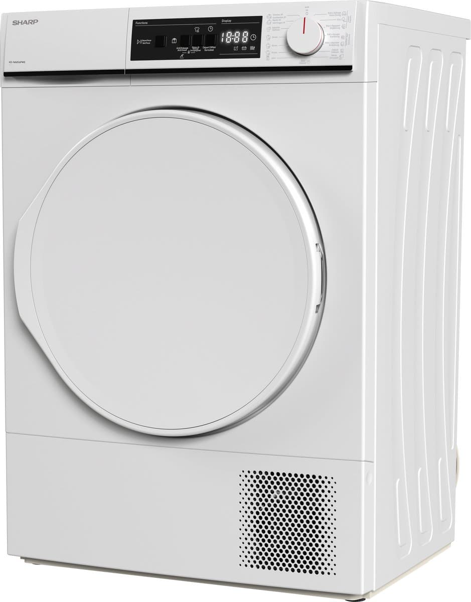 Sharp KDNA8S6PWEBE - warmtepomp droger - energie label E - 15 programma's - LED trommelverlichting - links en rechts draaiend - wit thumbnail 3