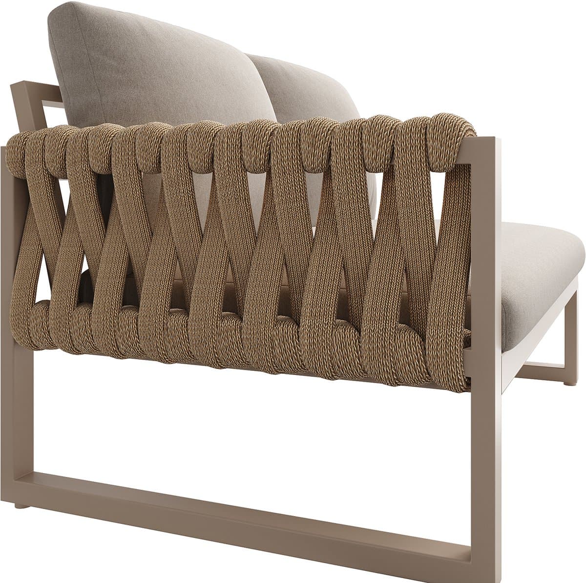 OKWISH Tuinloungeset 5 Tot 6 Personen - Modulair Met Verstelbare Tafelpoten - Balkon Tuin Terras - Metaal Olefin - Beige thumbnail 6