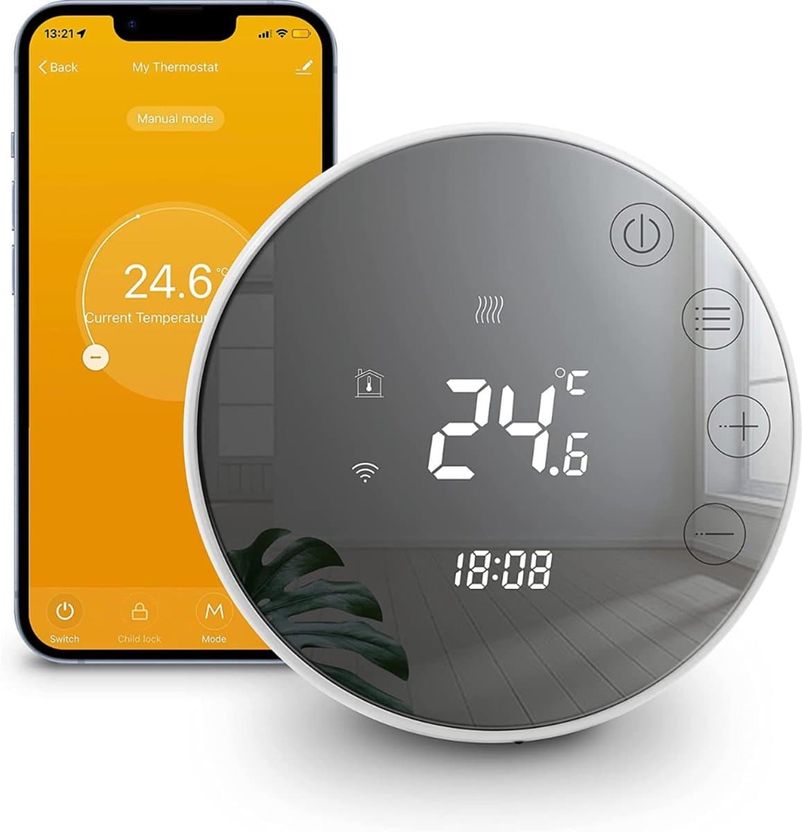 NBAP® Thermostaat voor cv - Draadloos met Wifi - Met App - Wit
