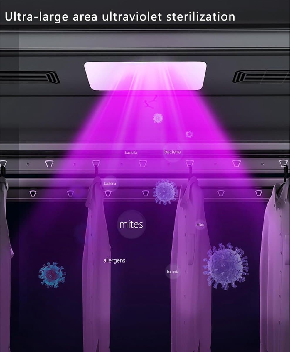 Elektrisch Droogrek - Plafond Droogrek - Ruimtebesparend Wassen - Automatisch Tillen - 119cm Breed - Wit thumbnail 8