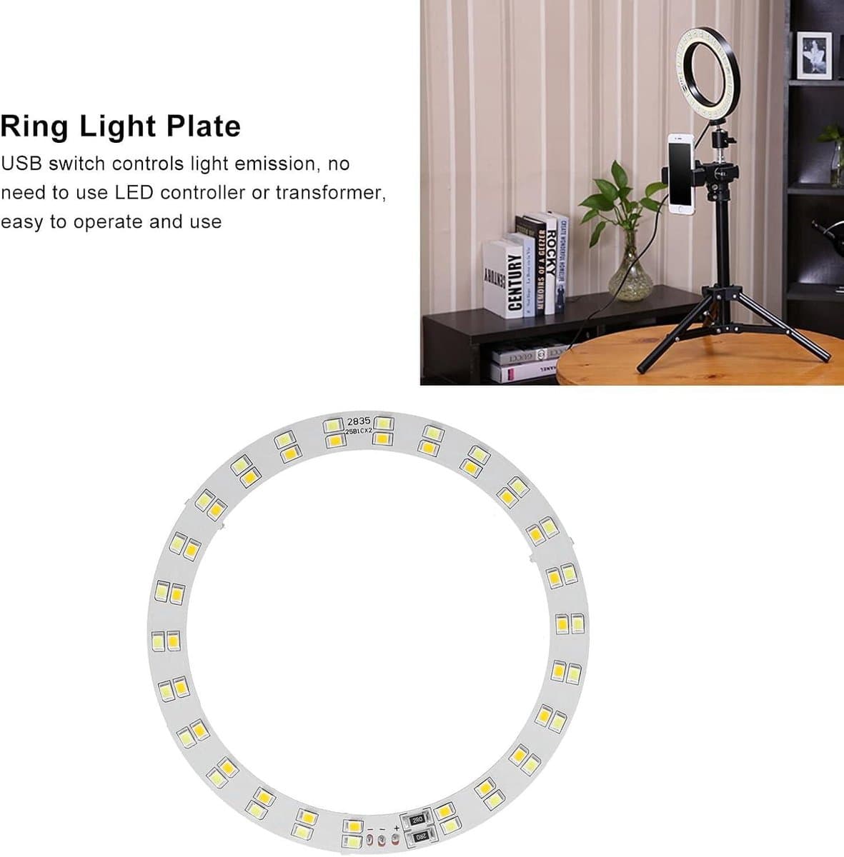 Set van 2 LED make-up lampen met 2 kleuren lichtringen, USB-aangedreven - 10W, Make-up verlichting voor make-up spiegel - 3V-5V - Koud en warm licht - Lichtplaat met verlichting. thumbnail 8