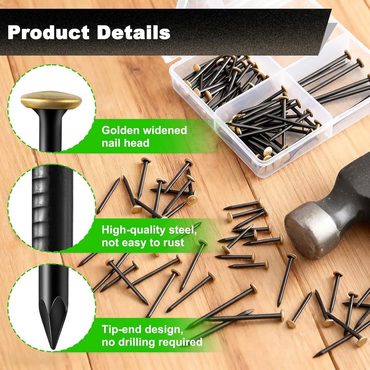 Nagelset 120 Stuks met Opbergdoos, Diverse Maten Spijkers voor Hout en Beton thumbnail 5