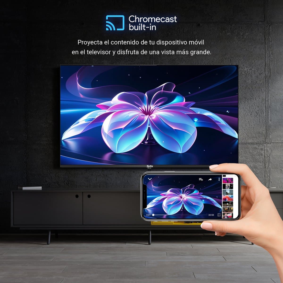 TuTu Android Smart TV - QLED 4K Ultra HD - 43 inch/109 cm - Frameless Design - Tripple Tuner DVB-T/T2/S/S2/C - HDMI x3, USB x2, CI+ - Voice Controle & Streaming apps - Geassembleerd in Eindhoven - TUQ43UN1 thumbnail 3