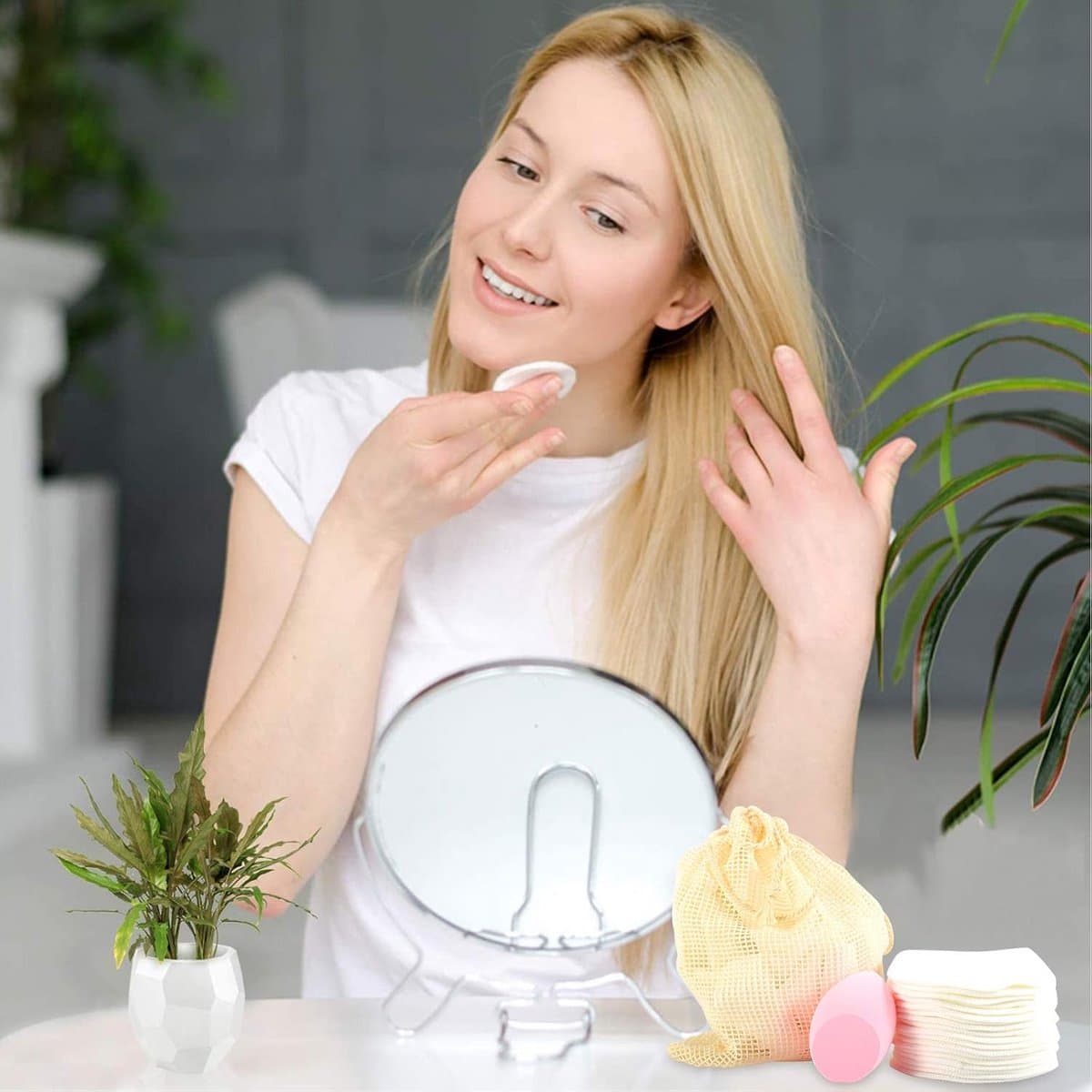 21 Herbruikbare Make-up Remover Pads met Washable Beauty Blender en Waszak thumbnail 4