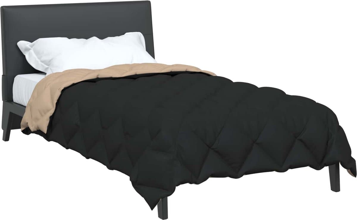 vidaXL - Winter - Duvet - Zwart - en - Taupe - 135 - x - 200 - cm - Microvezel thumbnail 4