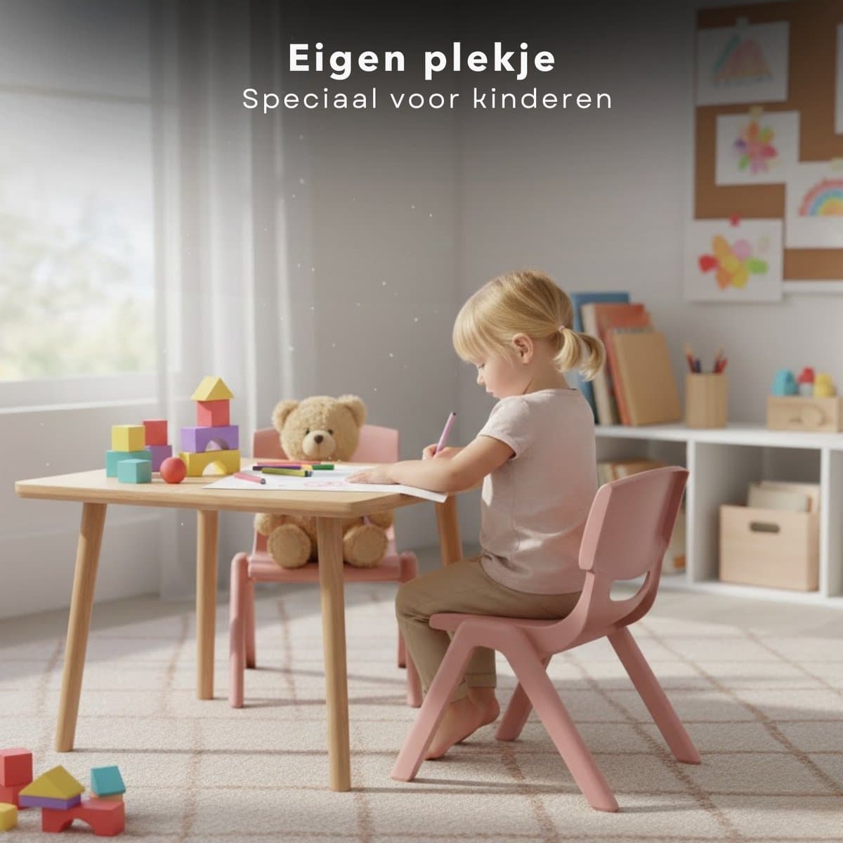 Cheqo® Kinderstoeltje - Kinderstoeltje Roze - Kinderstoel - Kinderstoel Roze - Peuterstoeltje - Peuterstoel - Kinder Tuinstoel - Tuinstoeltje Kind - Kinderstoel Buiten - Kinderstoel Binnen - Kunststof Kinderstoeltje - Plastic Kinderstoeltje thumbnail 3