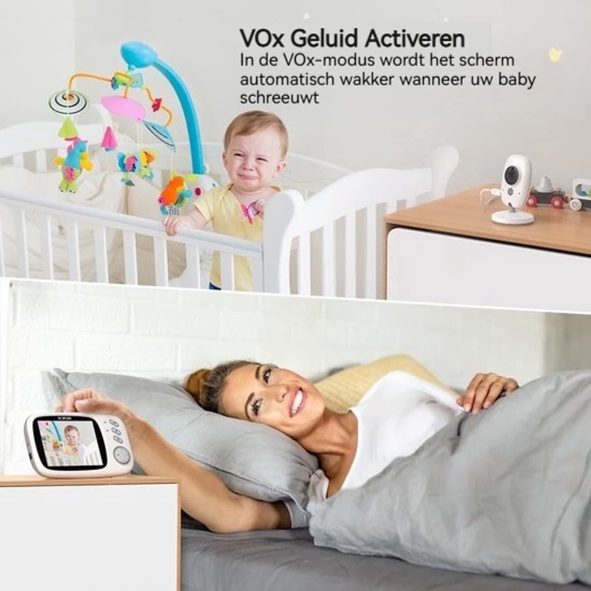 BOIFUN VB616 Babyfoon - Babyfoon met 2 Camera - Groot 4 Inch HD Baby Monitor - Video & Audio - met Slimme Functies - Baby Camera thumbnail 3