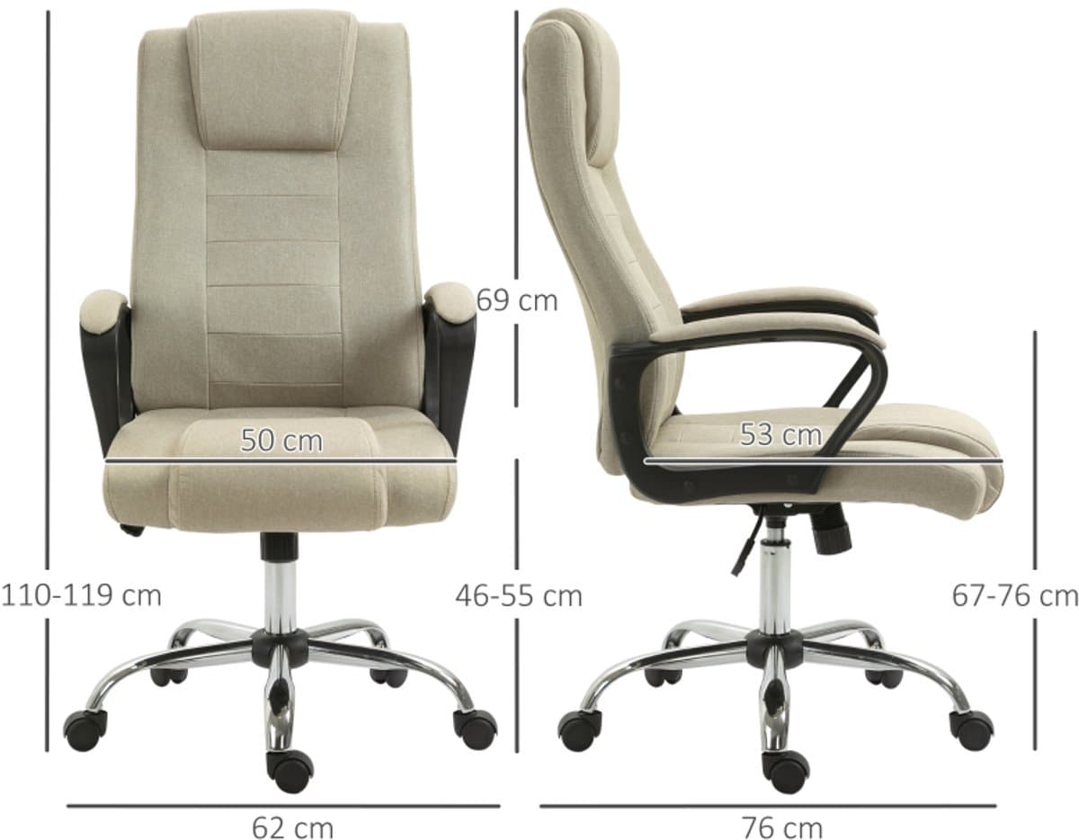 HAUSS SPOLE Bureaustoel 62 X 76 X 110 119 Cm - In Hoogte Verstelbaar Met Wipfunctie - 360 Graden Wielen - Voor Thuiswerk En Kantoor - Polyester Beige thumbnail 8
