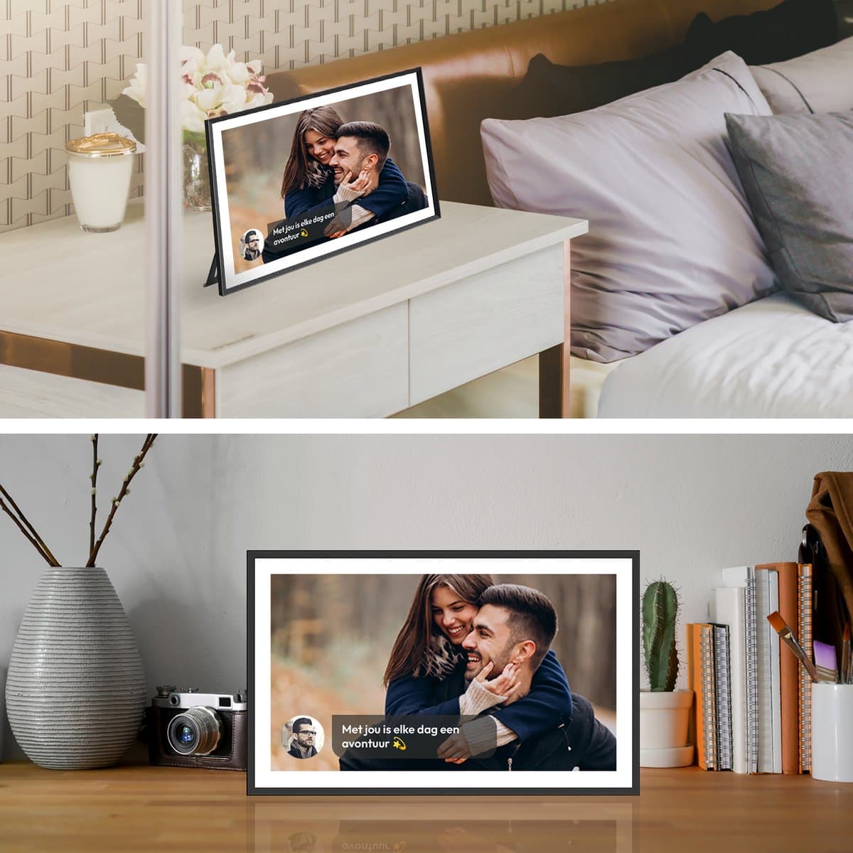 Digitale fotolijst met WiFi en Frameo App - 15.6 inch HD+ IPS Display - Fotokader met Touchscreen - 32GB - Zwart/Wit - frameo digitale fotolijst - digitale fotokader - digitaal fotolijstje thumbnail 4