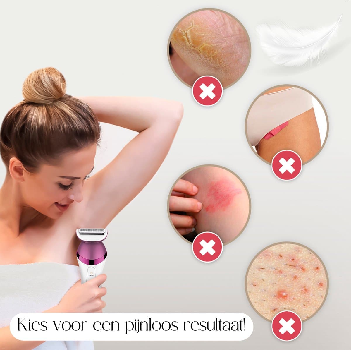 Sansbeauté® 6-in-1 Ladyshave - Gezicht - Oksels - Benen - Bikinilijn - Scheerapparaat Vrouw - Epilator - Epileerapparaat Dames - Trimmer Vrouw Intiem - Bikinitrimmer - USB Oplaadbaar thumbnail 5